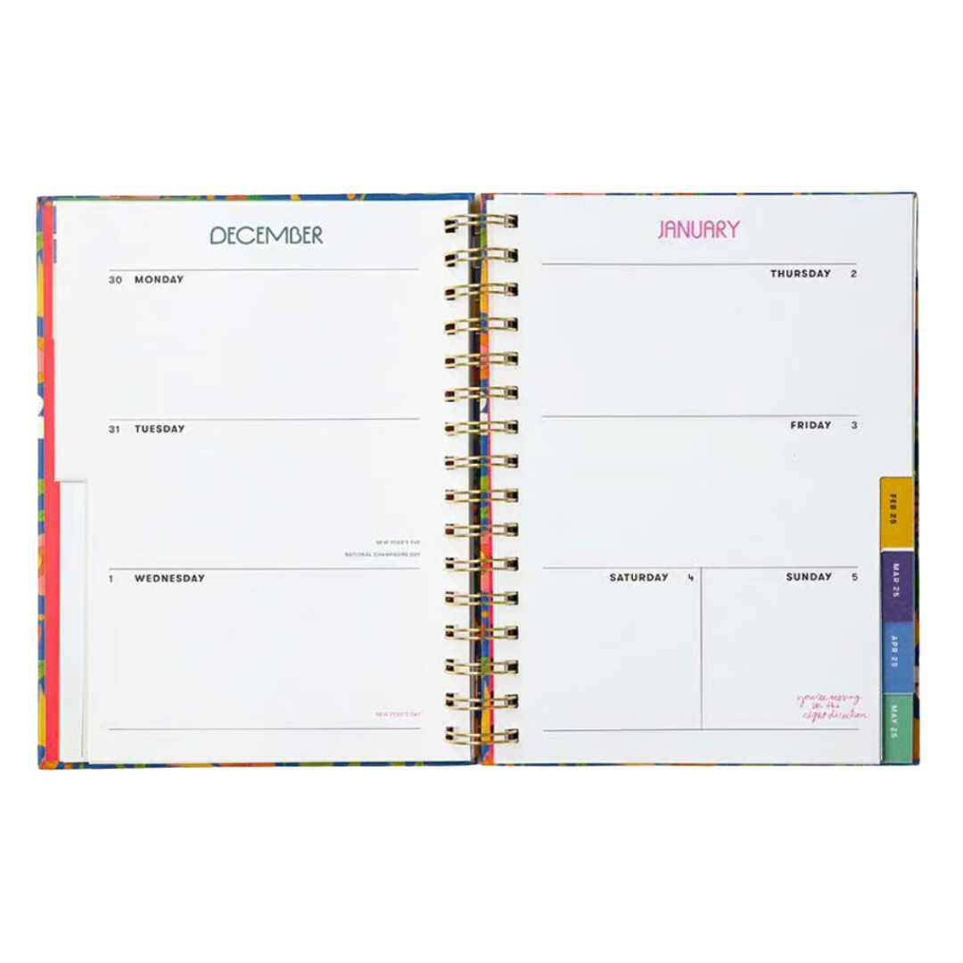 Medium 12-Month Annual Planner - Flower Quilt