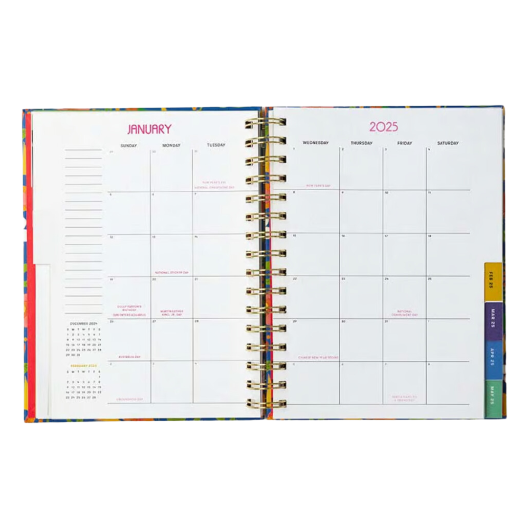 Medium 12-Month Annual Planner - Flower Quilt
