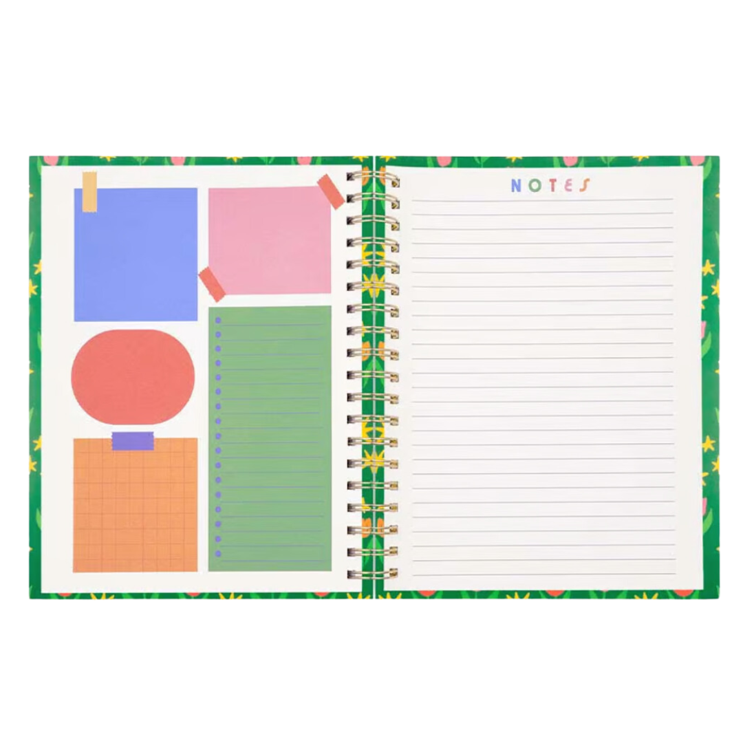 Large 12-Month Soft Cover Annual Planner - Green Tulips