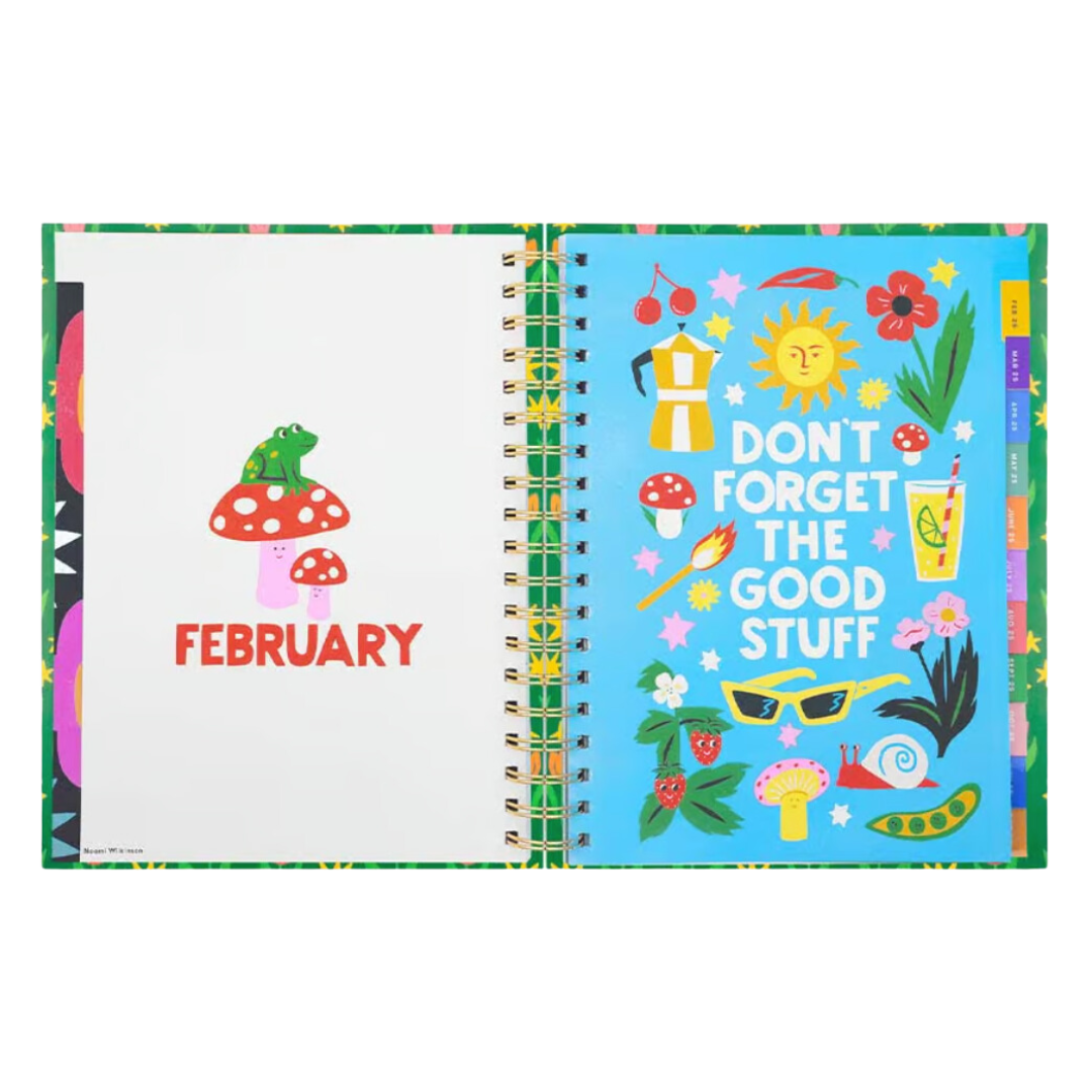 Large 12-Month Soft Cover Annual Planner - Green Tulips