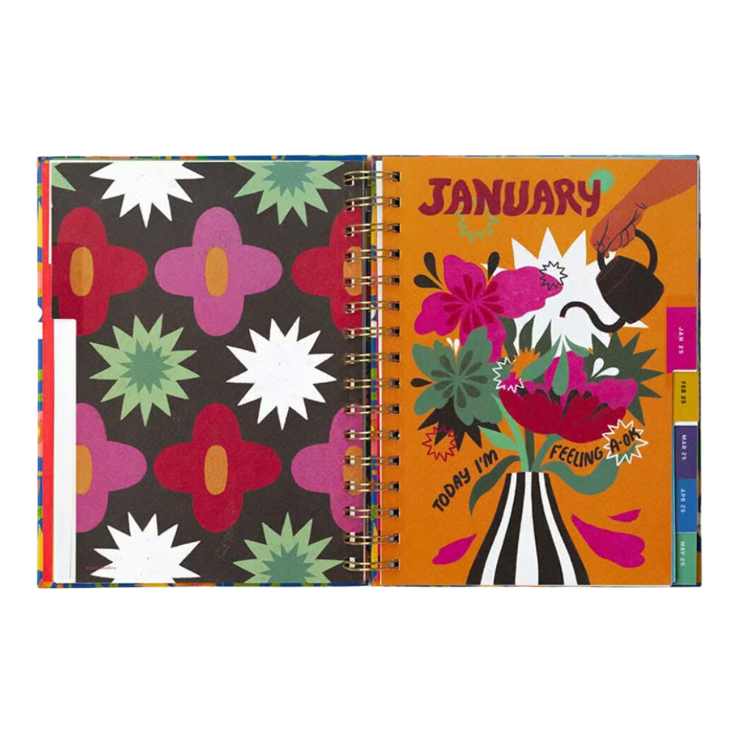 Medium 12-Month Annual Planner - Flowers And Plants