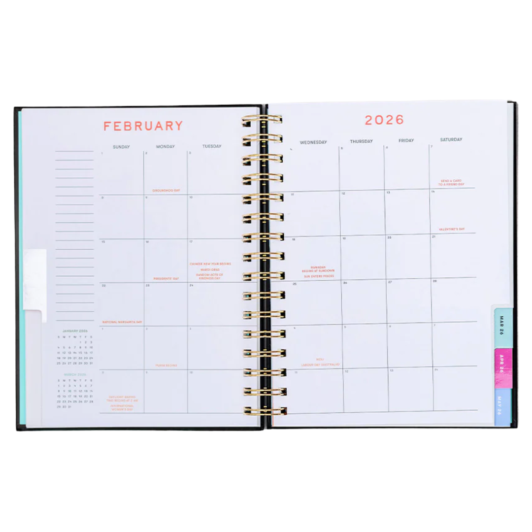 12 Month Medium Planner 2026 - Yellow Floral