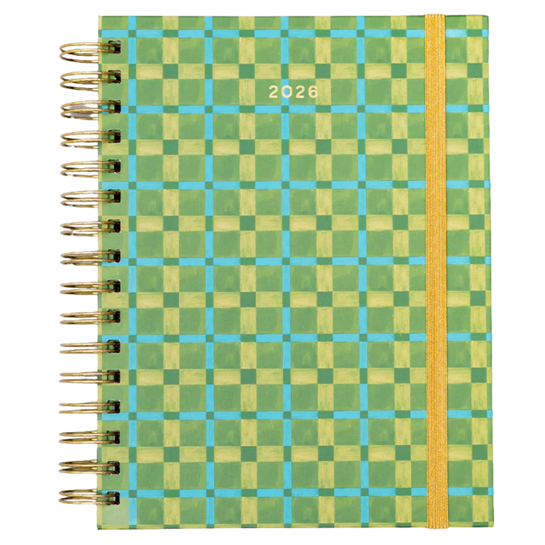 12 Month Medium Planner 2026 - Green Plaid