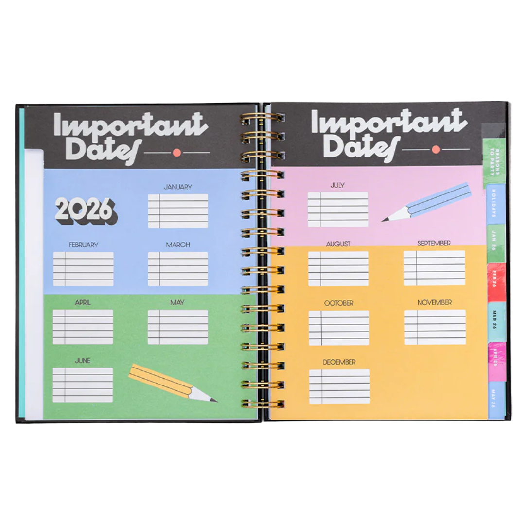 12 Month Medium Planner 2026 - Yellow Floral